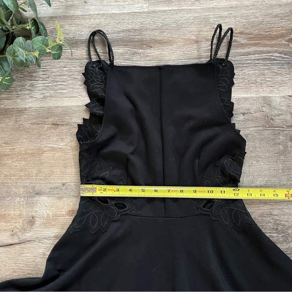 Free People Cha Cha Ponte Knit Black Fit & Flare Dress with Lace Cutout Detail - Picture 14 of 16